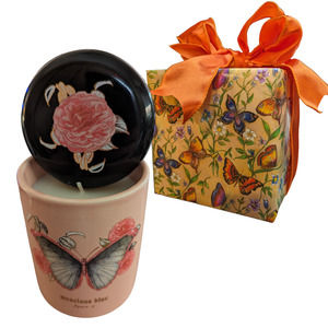 Modern Alchemy Peony Rose Butterfly Scented Single Wick Candle - Gift Wrapped!